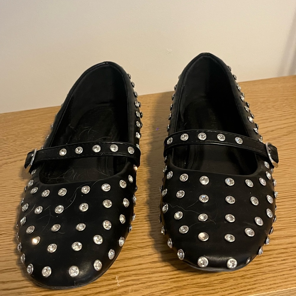 Studded Black Mary Jane Flats